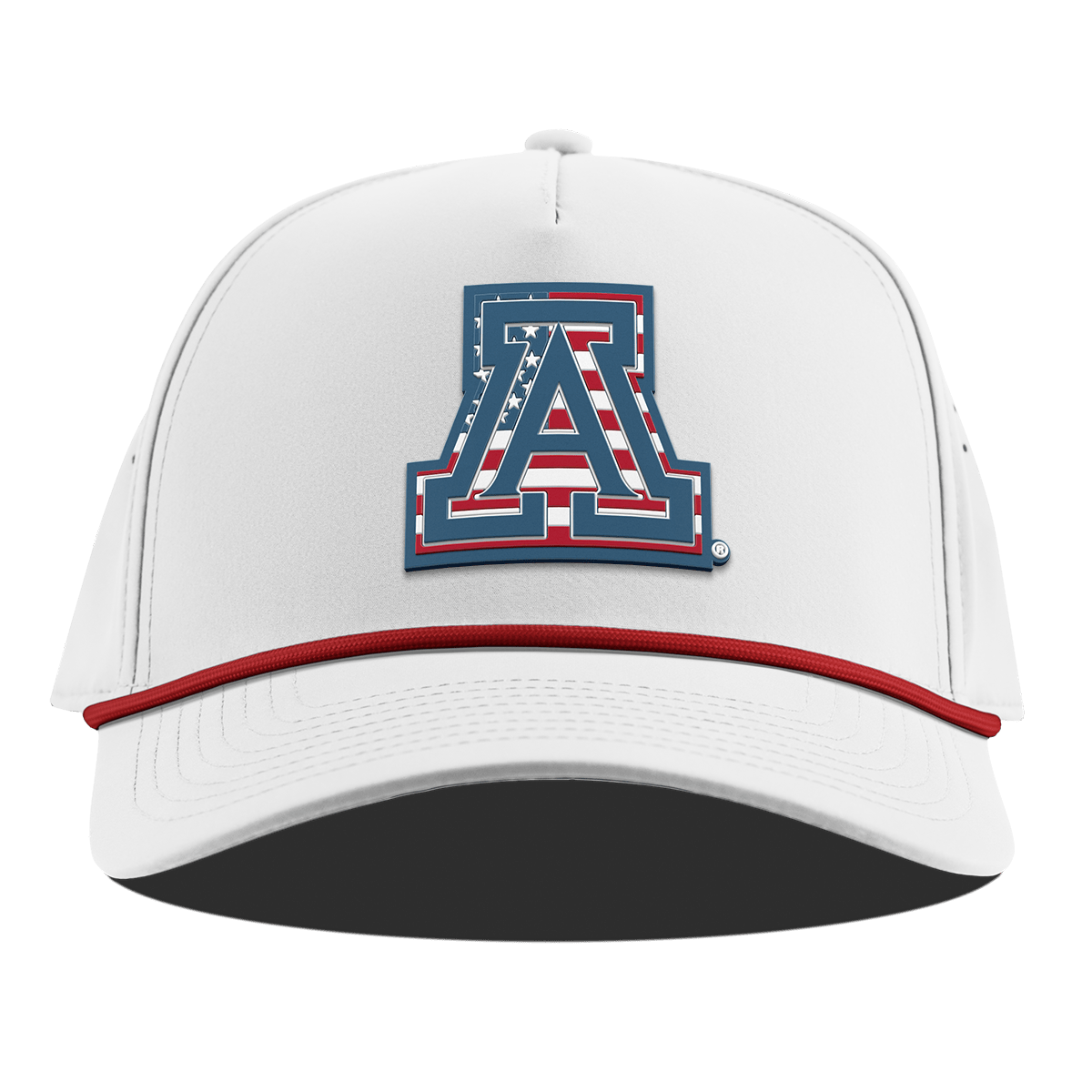 University of Arizona "Arizona Stars & Stripes" Curved 5 Panel Rope White + Red Rope
