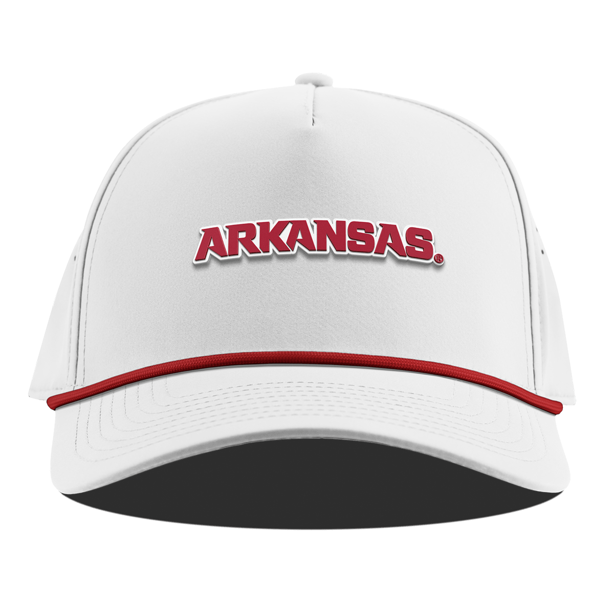 University of Arkansas "Arkansas Block" Curved 5 Panel Rope White + Red Rope