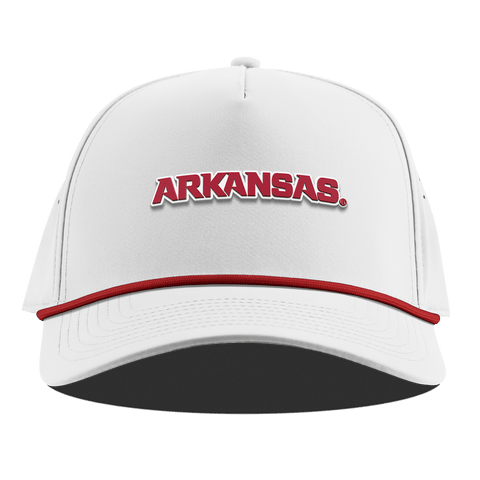 University of Arkansas "Arkansas Block" Curved 5 Panel Rope White + Red Rope