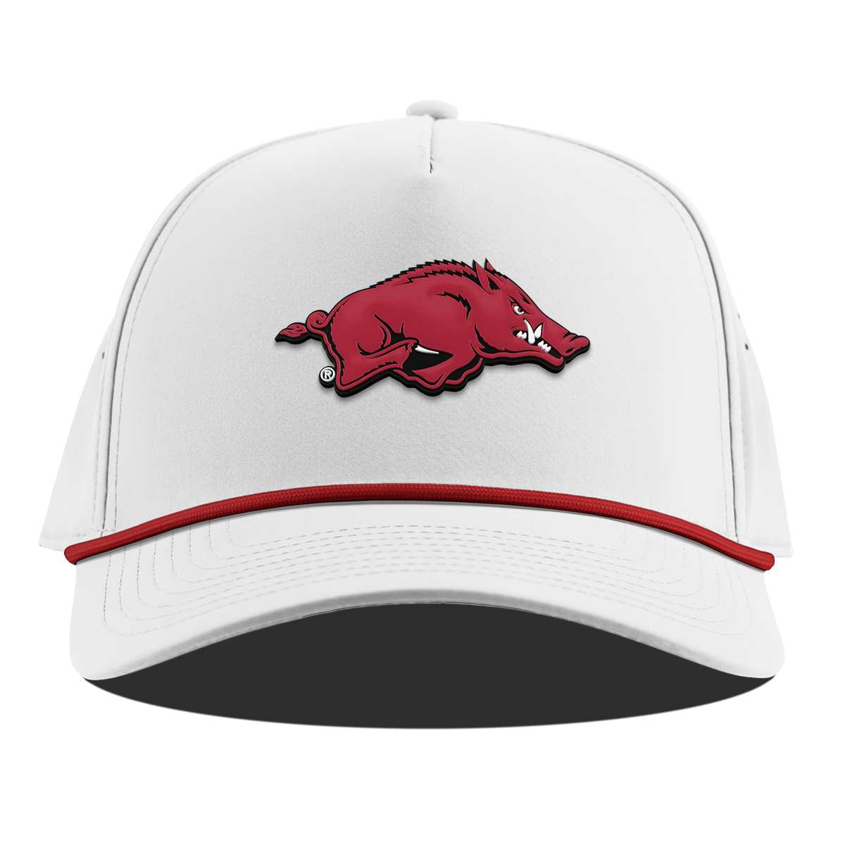 University of Arkansas "Arkansas Team Logo" Curved 5 Panel Rope White + Red Rope