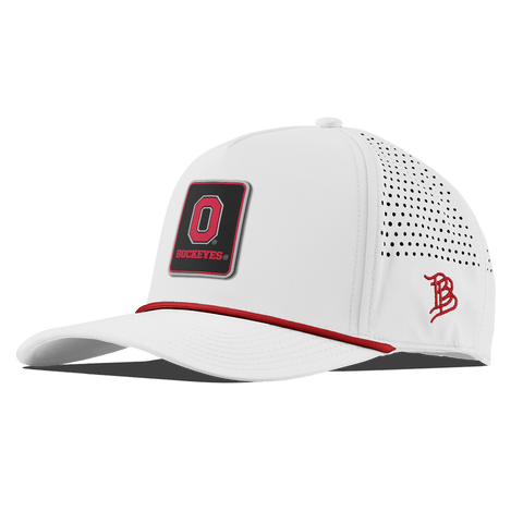 Ohio State University "Buckeyes Badge" Curved 5 Panel Rope White + Red Rope