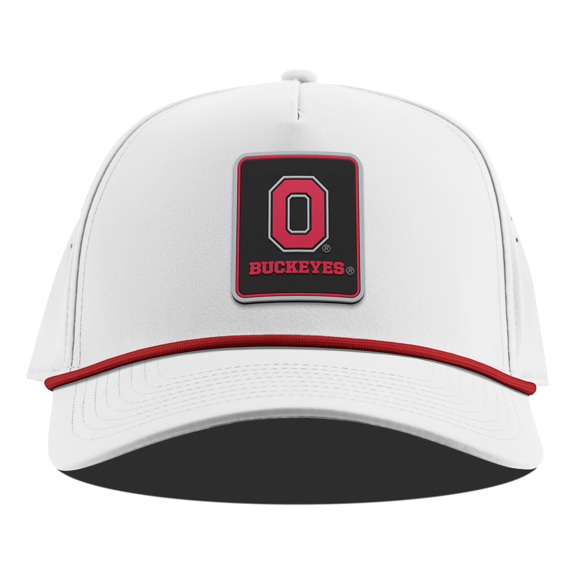 Ohio State University "Buckeyes Badge" Curved 5 Panel Rope White + Red Rope