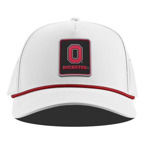 Ohio State University "Buckeyes Badge" Curved 5 Panel Rope White + Red Rope