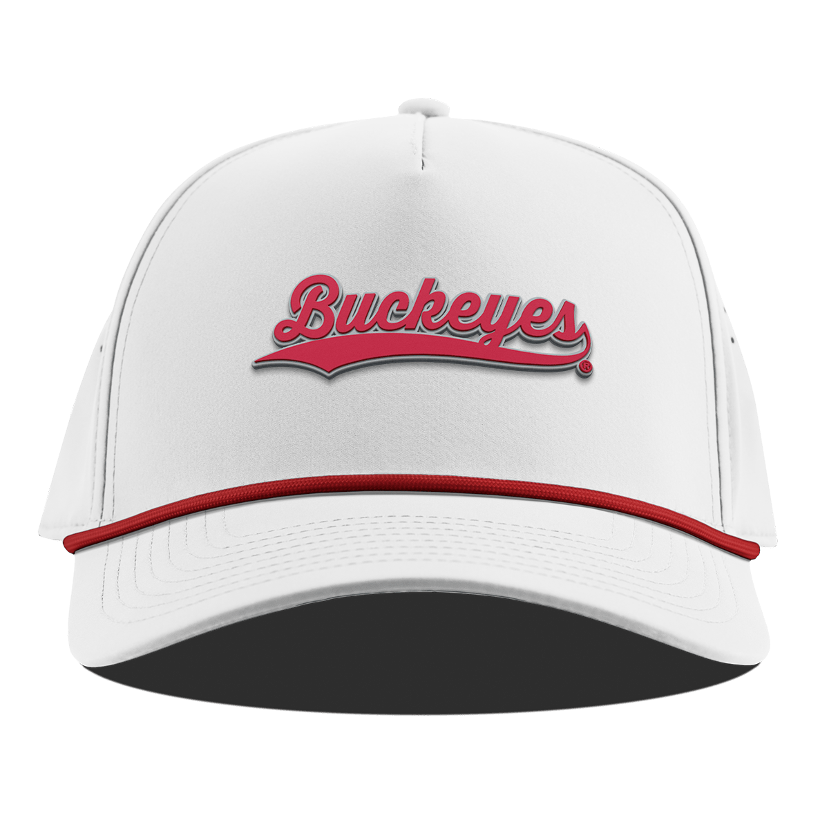 Ohio State University "Buckeyes Script" Curved 5 Panel Rope White + Red Rope
