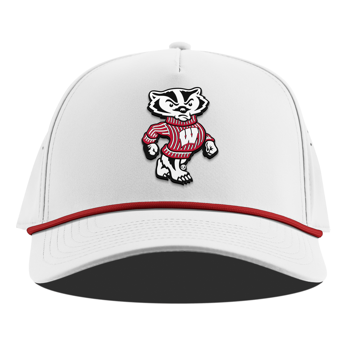 University of Wisconsin "Bucky Badger" Curved 5 Panel Rope White + Red Rope