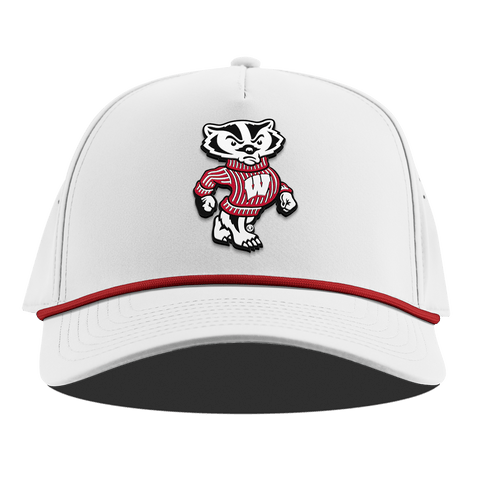 University of Wisconsin "Bucky Badger" Curved 5 Panel Rope White + Red Rope