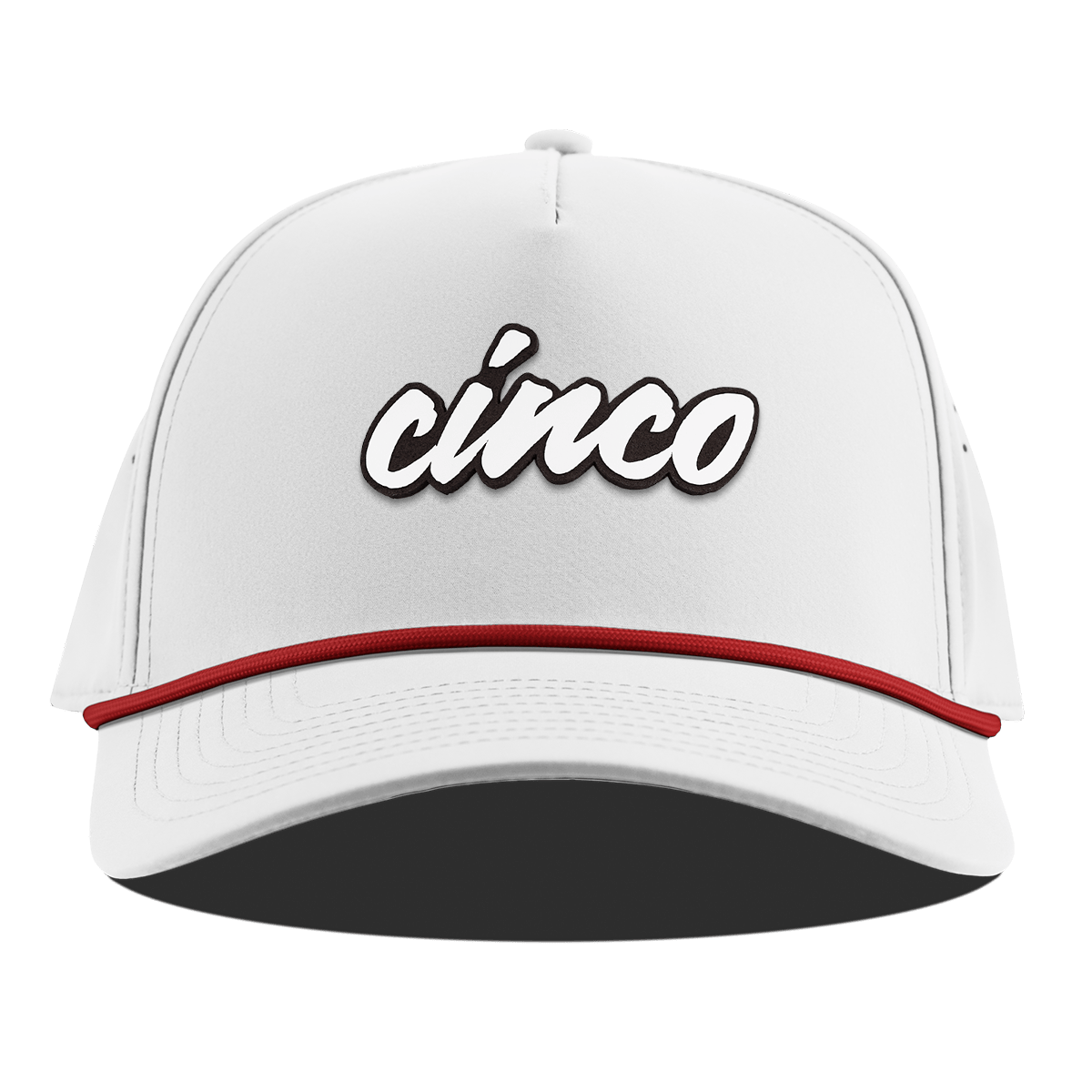 Cinco Script Curved 5 Panel Rope White + Red Rope