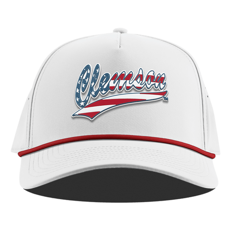 Clemson University "Clemson Stars & Stripes" Curved 5 Panel Rope White + Red Rope