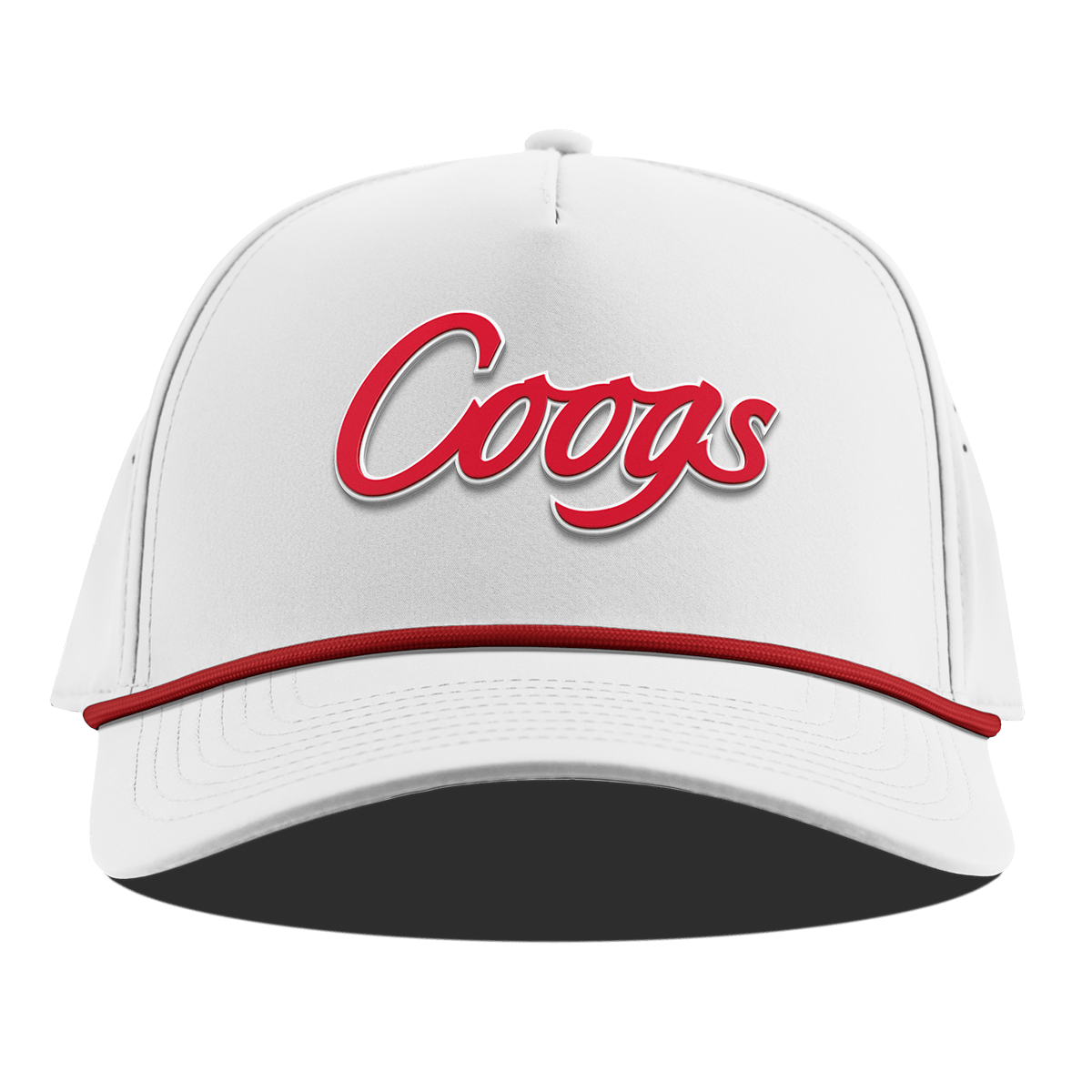 University of Houston "Coogs Script" Curved 5 Panel Rope White + Red Rope