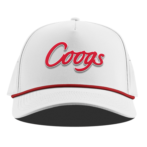 University of Houston "Coogs Script" Curved 5 Panel Rope White + Red Rope