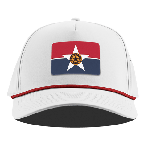 Dallas Flag Curved 5 Panel Rope White + Red Rope