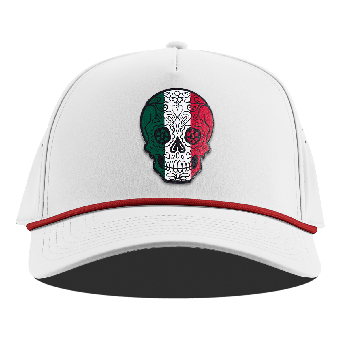 Fiesta Sugar Skull Curved 5 Panel Rope White + Red Rope