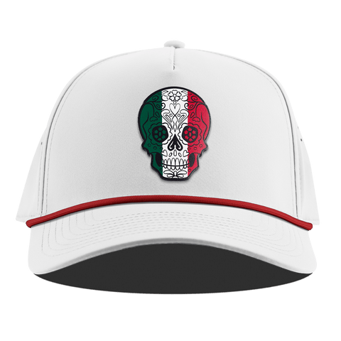 Fiesta Sugar Skull Curved 5 Panel Rope White + Red Rope