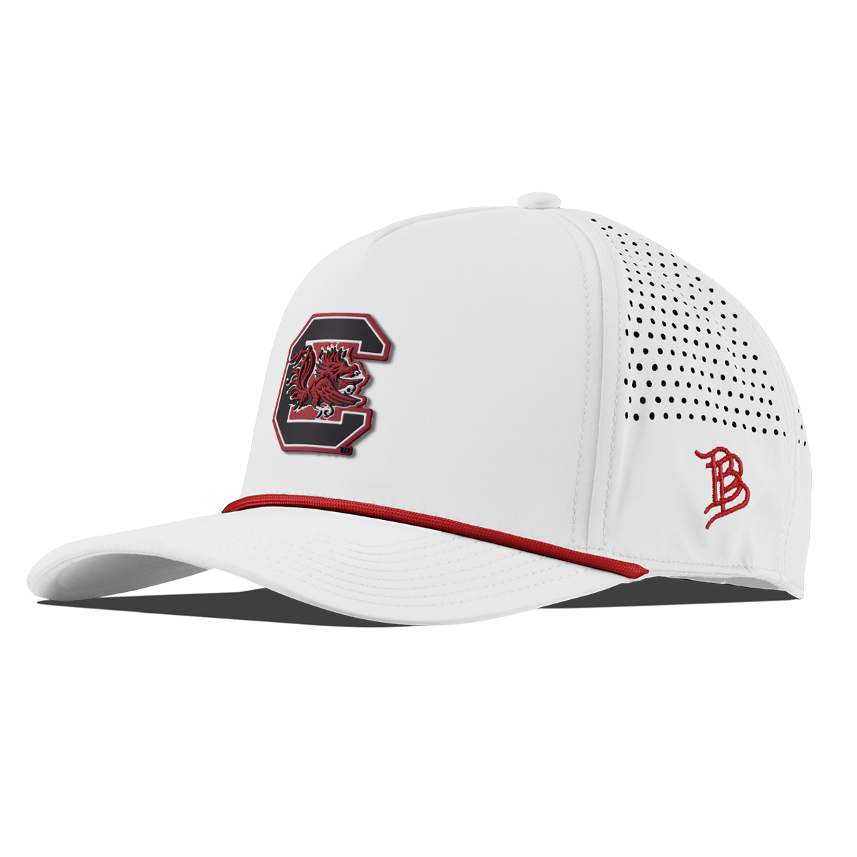 University of South Carolina "Gamecocks Garnet" Curved 5 Panel Rope White + Red Rope