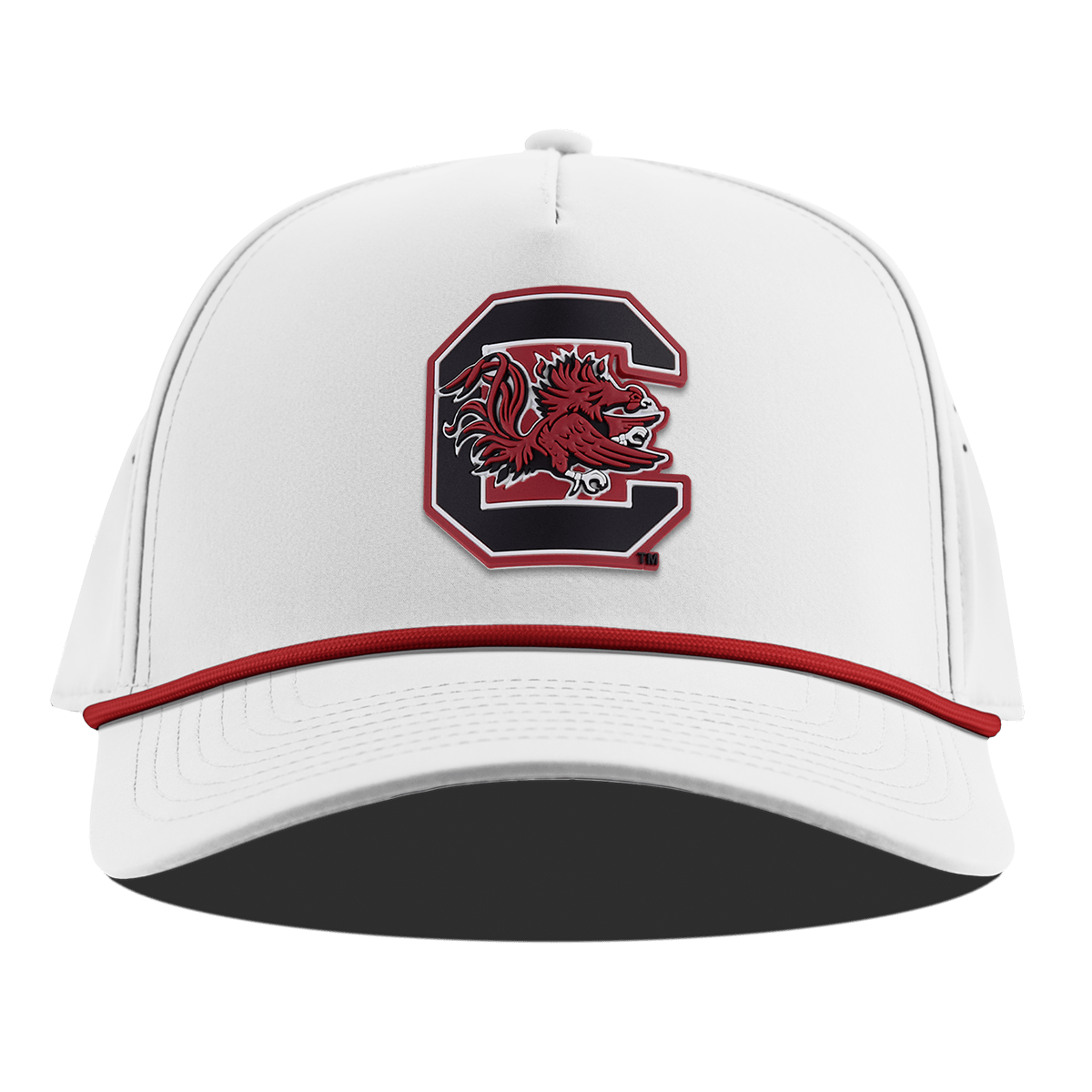 University of South Carolina "Gamecocks Garnet" Curved 5 Panel Rope White + Red Rope