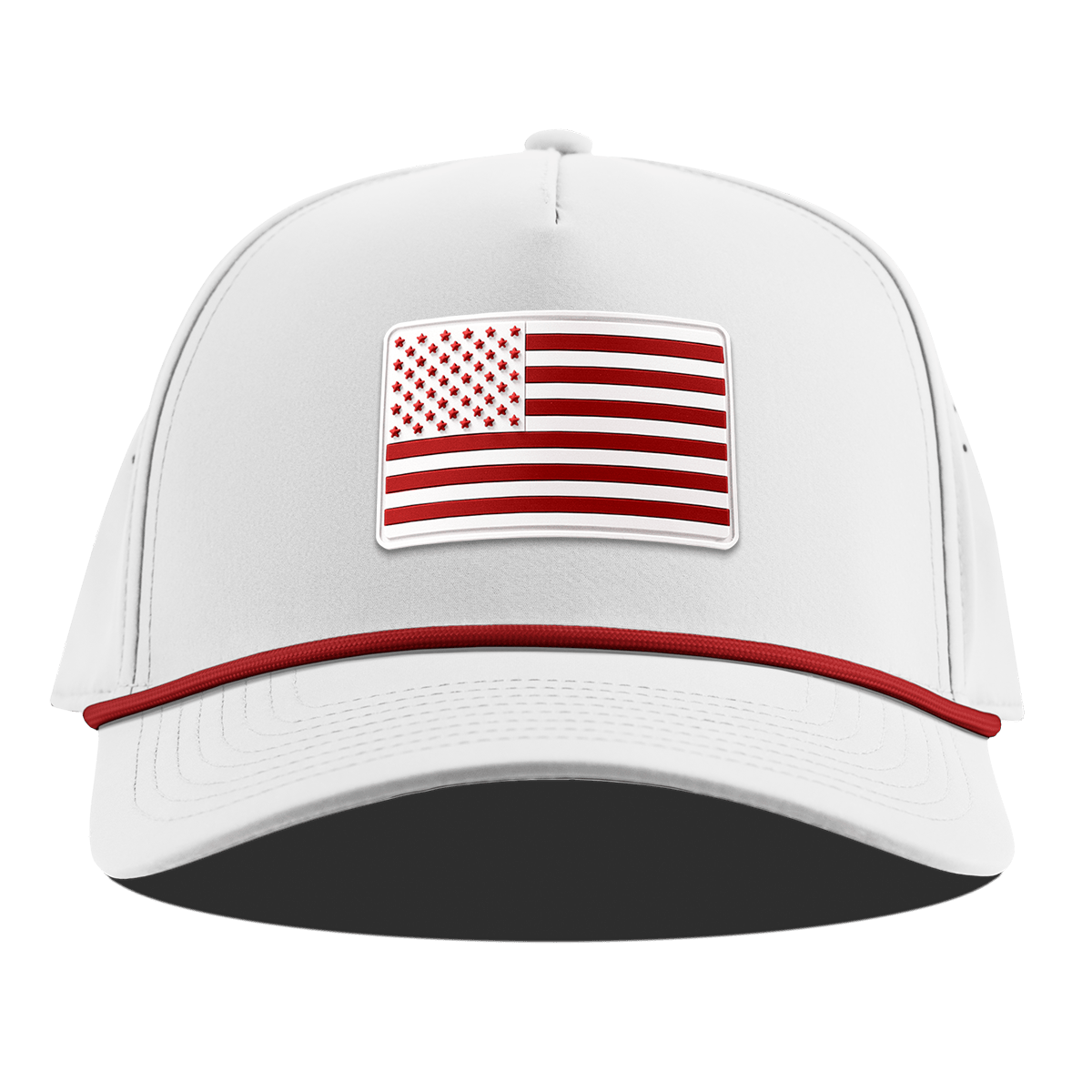 Heritage Old Glory Curved 5 Panel Rope White + Red Rope