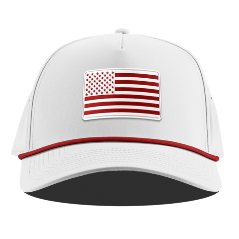 Heritage Old Glory Curved 5 Panel Rope White + Red Rope
