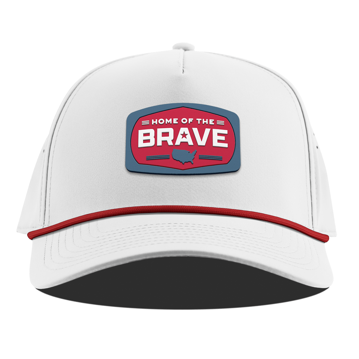 Home of the Brave Curved 5 Panel Rope White + Red Rope