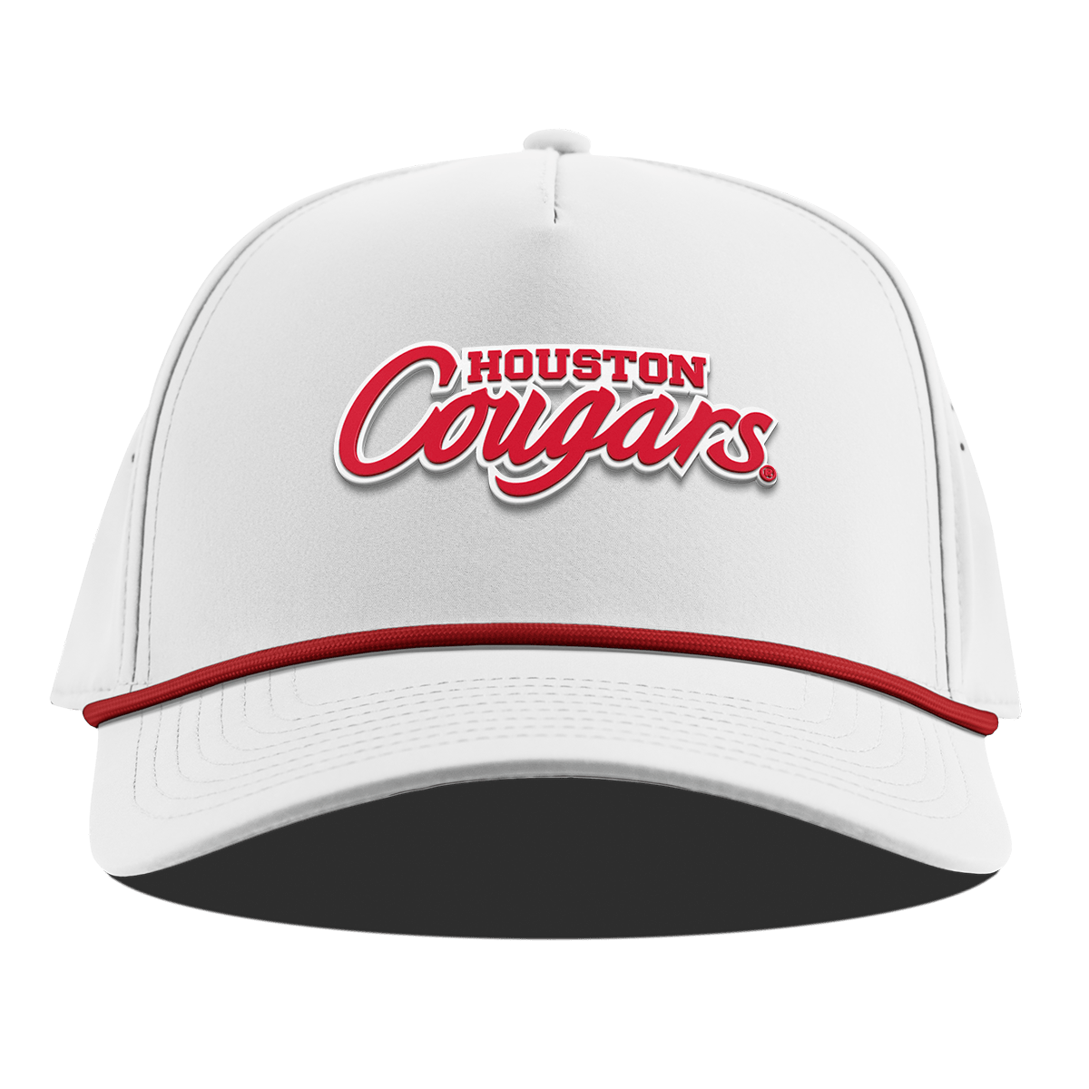 University of Houston "Houston Cougars" Curved 5 Panel Rope White + Red Rope