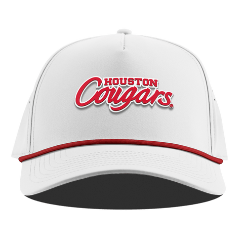 University of Houston "Houston Cougars" Curved 5 Panel Rope White + Red Rope