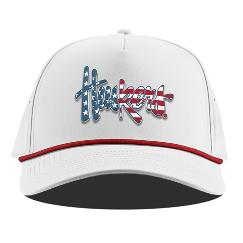 University of Nebraska "Huskers Stars & Stripes" Curved 5 Panel Rope White + Red Rope
