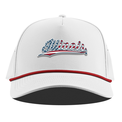 University of Illinois "Illinois Stars & Stripes" Curved 5 Panel Rope White + Red Rope