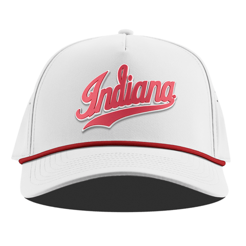 Indiana University "Indiana Script" Curved 5 Panel Rope White + Red Rope