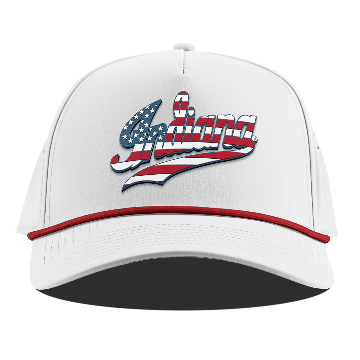 Indiana University "Indiana Stars & Stripes" Curved 5 Panel Rope White + Red Rope