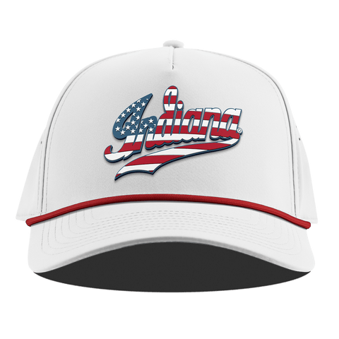 Indiana University "Indiana Stars & Stripes" Curved 5 Panel Rope White + Red Rope