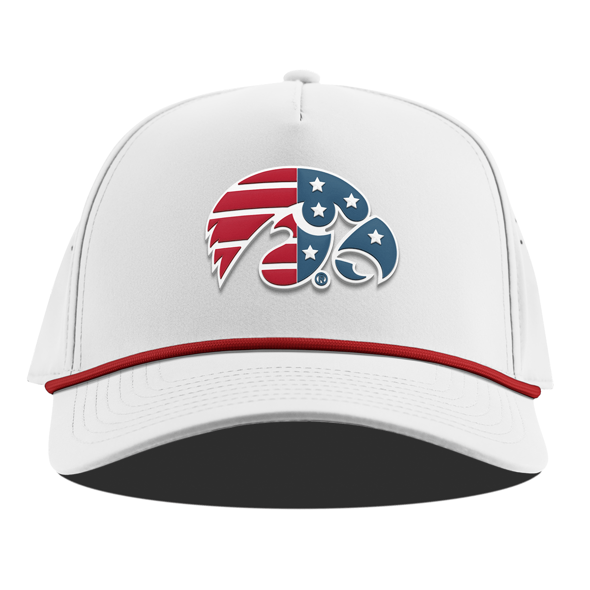 University of Iowa "Iowa Stars & Stripes" Curved 5 Panel Rope White + Red Rope