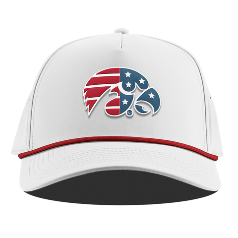 University of Iowa "Iowa Stars & Stripes" Curved 5 Panel Rope White + Red Rope