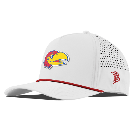 University of Kansas "KU Big Jay" Curved 5 Panel Rope White + Red Rope