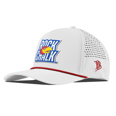 University of Kansas "Kansas Rock Chalk Block" Curved 5 Panel Rope White + Red Rope