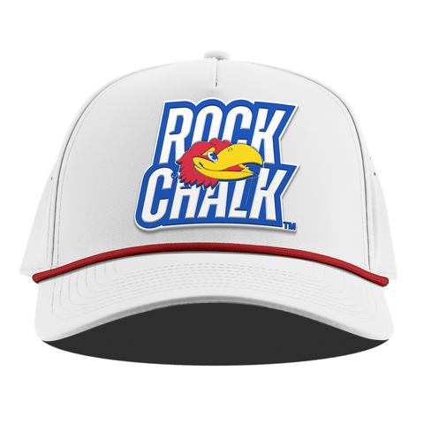 University of Kansas "Kansas Rock Chalk Block" Curved 5 Panel Rope White + Red Rope