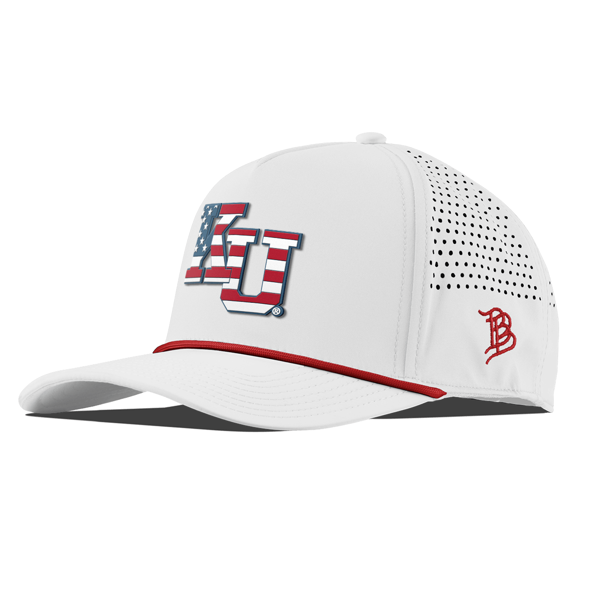 University of Kansas "Kansas Stars & Stripes" Curved 5 Panel Rope White + Red Rope