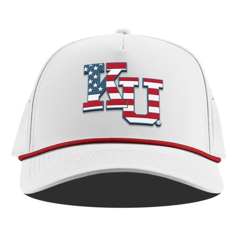 University of Kansas "Kansas Stars & Stripes" Curved 5 Panel Rope White + Red Rope