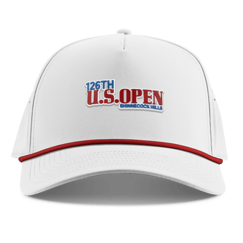 2026 U.S. Open Color Stacked Curved 5 Panel Rope White + Red Rope