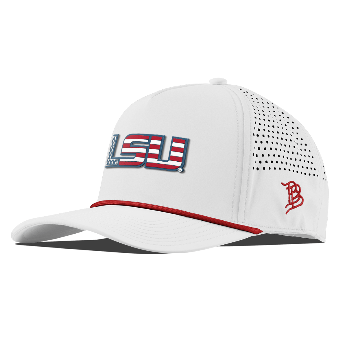 Louisiana State University "LSU Stars & Stripes" Curved 5 Panel Rope White + Red Rope