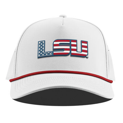 Louisiana State University "LSU Stars & Stripes" Curved 5 Panel Rope White + Red Rope