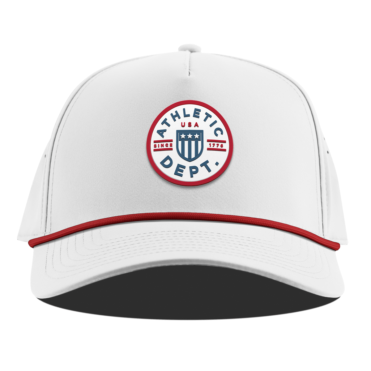 Liberty Letterman Curved 5 Panel Rope White + Red Rope