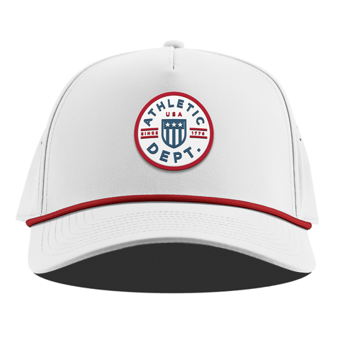 Liberty Letterman Curved 5 Panel Rope White + Red Rope