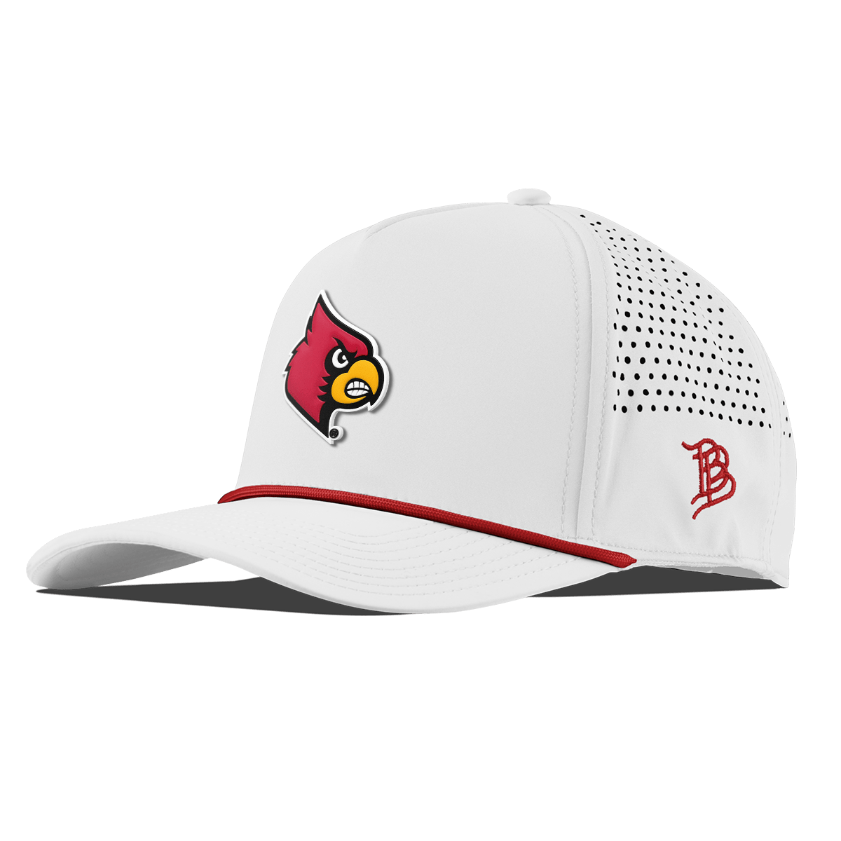 University of Louisville "Louisville Team Logo" Curved 5 Panel Rope White + Red Rope