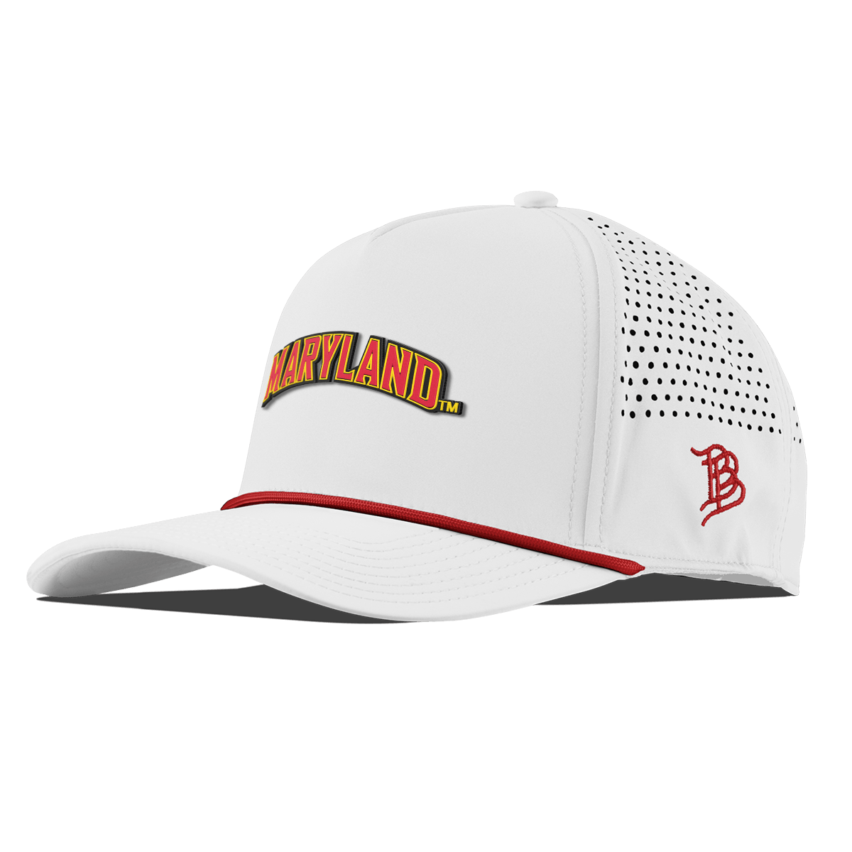 University of Maryland "Maryland Block" Curved 5 Panel Rope White + Red Rope