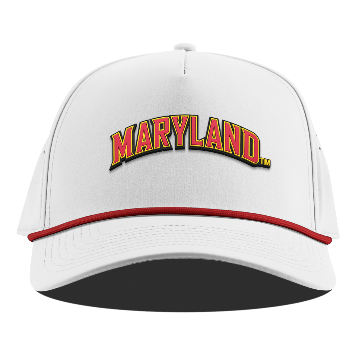 University of Maryland "Maryland Block" Curved 5 Panel Rope White + Red Rope
