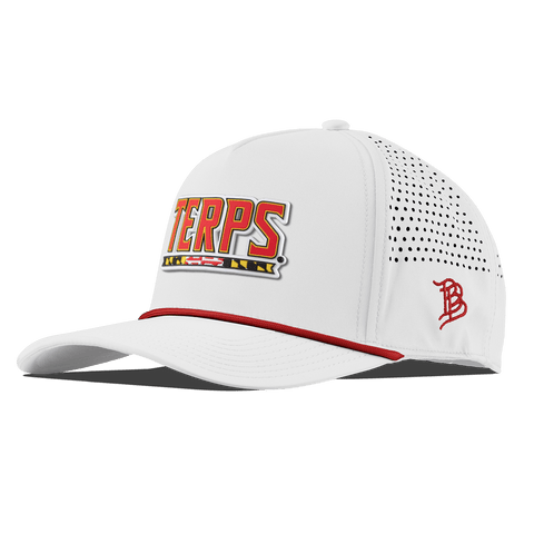 University of Maryland "Maryland Terps" Curved 5 Panel Rope White + Red Rope