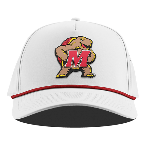 University of Maryland "Maryland Terrapin Team Logo" Curved 5 Panel Rope White + Red Rope
