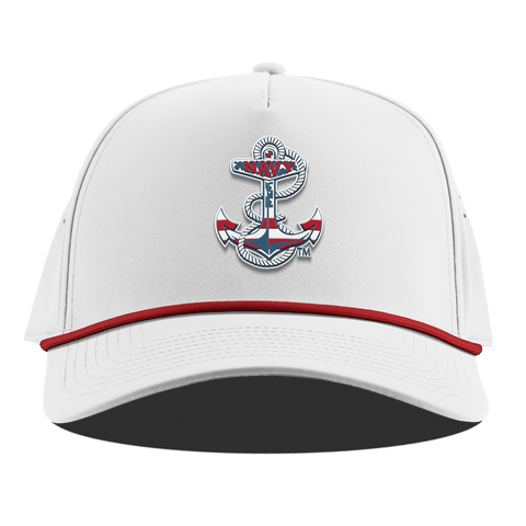 Naval Academy "Navy Stars & Stripes" Curved 5 Panel Rope White + Red Rope