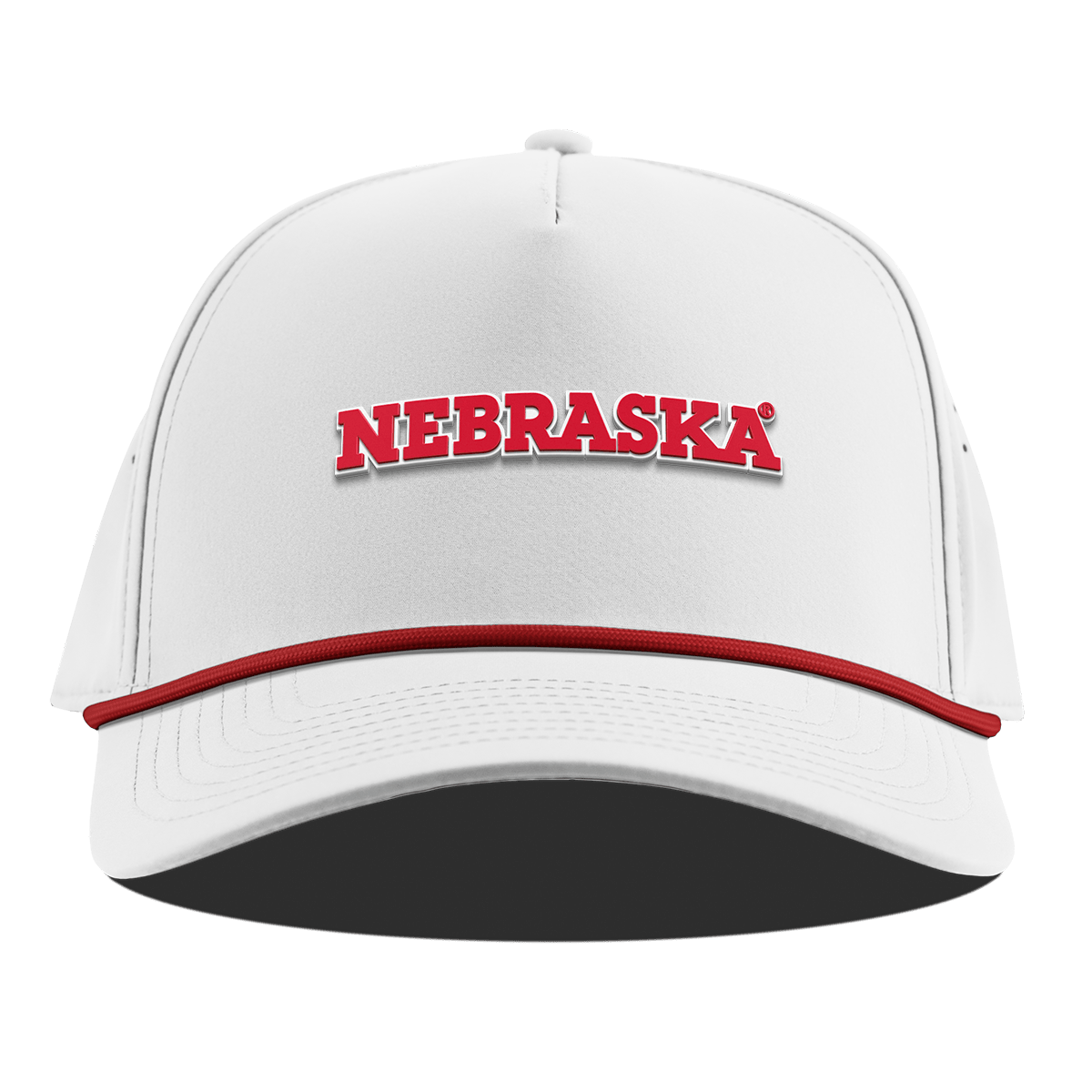 University of Nebraska "Nebraska Block" Curved 5 Panel Rope White + Red Rope