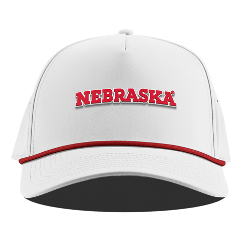 University of Nebraska "Nebraska Block" Curved 5 Panel Rope White + Red Rope