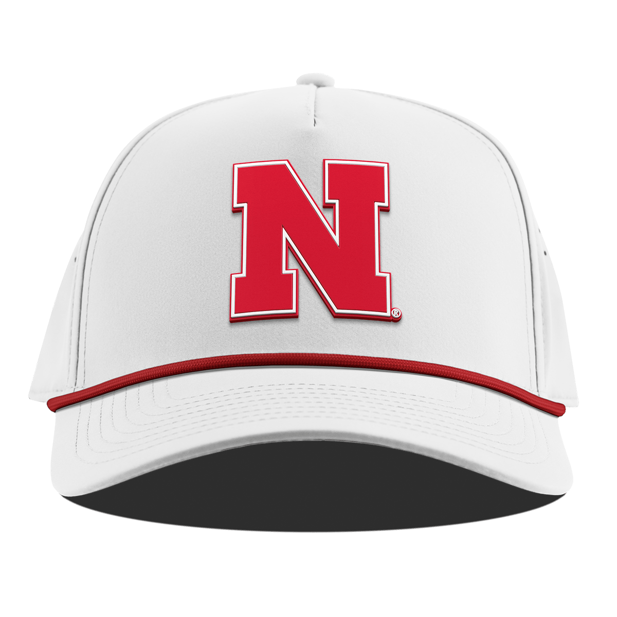 University of Nebraska "Nebraska Team Logo" Curved 5 Panel Rope White + Red Rope